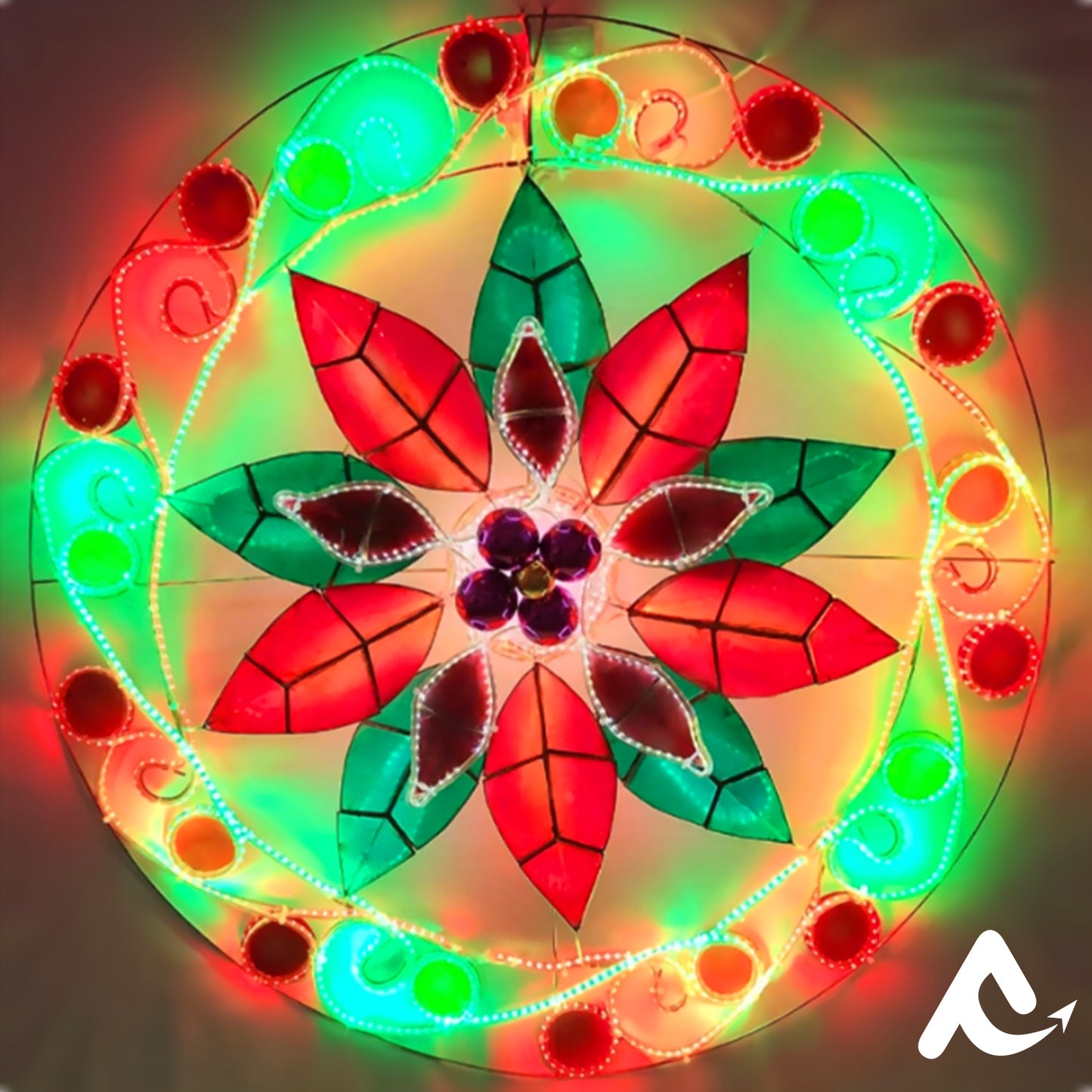 AVCL 013 Poinsettia Led Christmas Lantern Parol Export Quality