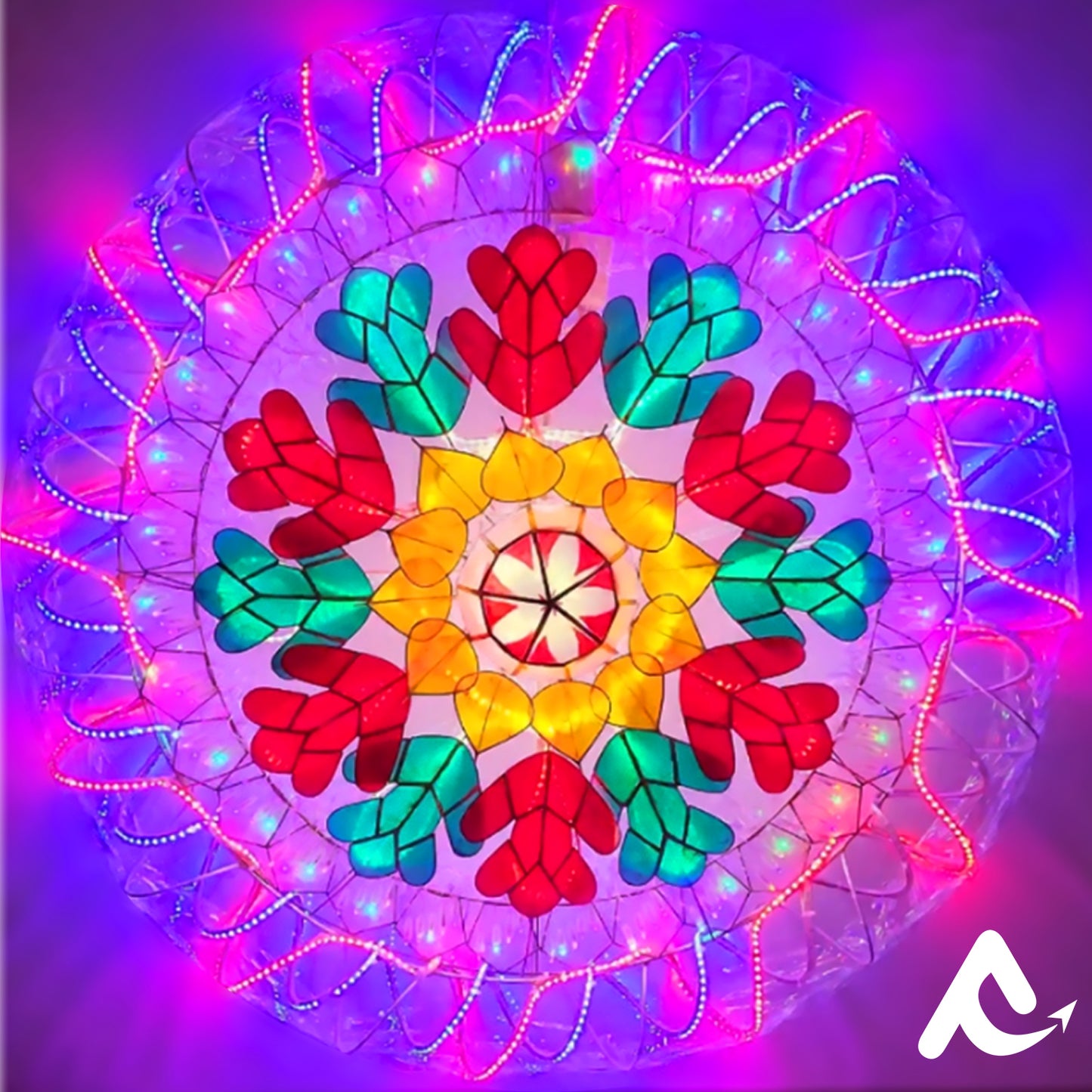 AVCL 006 Poinsettia with Spiral LED Christmas Lantern Parol Export Quality